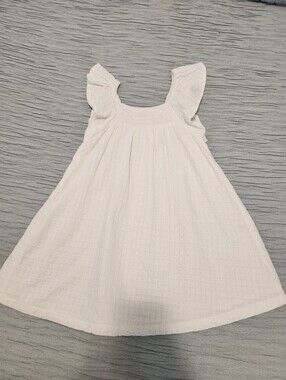 Little Earthling White Flutter Sleeve Summer Dress
